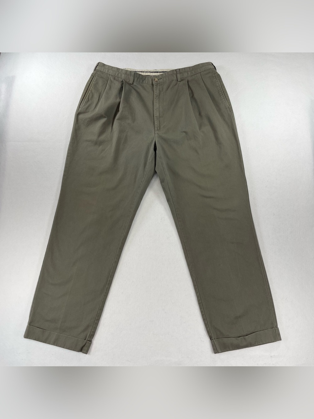 Vintage Polo Ralph Lauren Chino Pants Mens 42x32 (Fit 40x31) Olive Pleated
